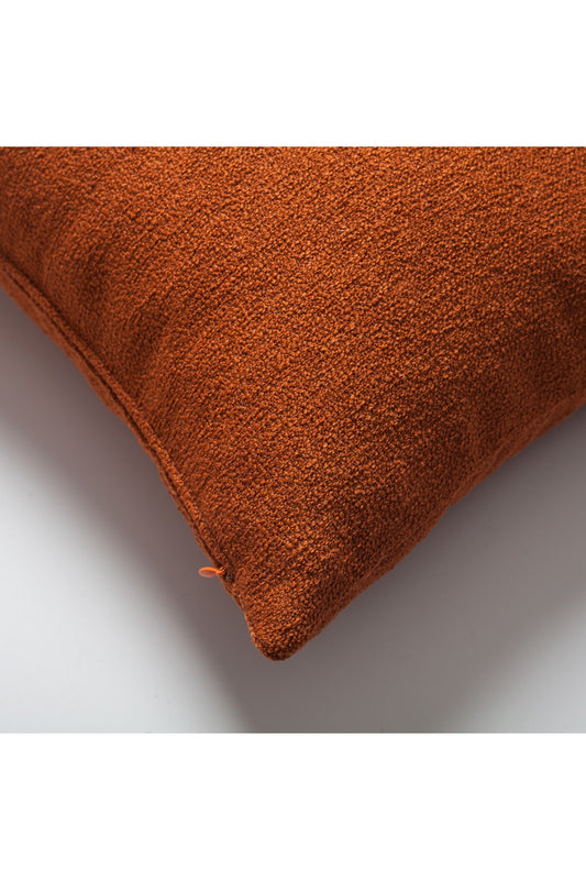 Julia - Plain Boucle Woven Rectangular Pillow 16x24 Inch - Orange (Cover Only)