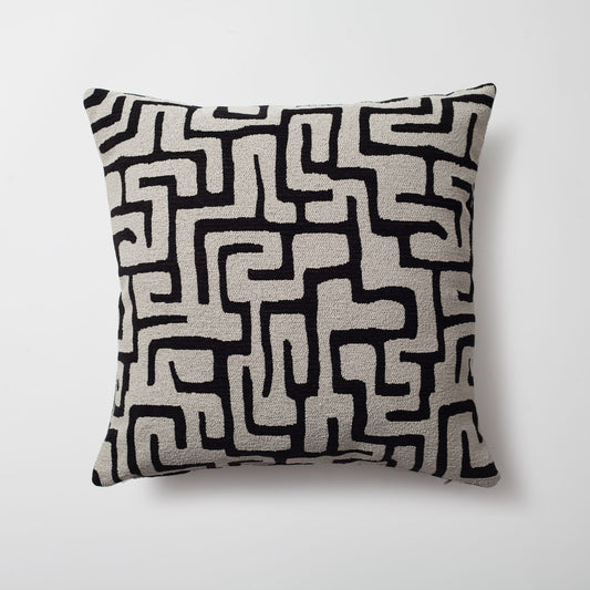 Norm - Maze Patterned 20x20 Inch Pillow - Black (Cover Only)