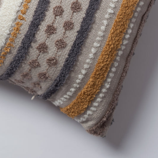 Nomad - Multicolored Striped Linen Decorative Pillow 14x28 Inch - Mustard (Cover Only)