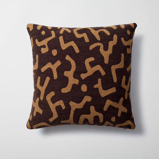 Nandos - Maze Patterned 20x20 Inch Pillow - Brown (Cover Only)