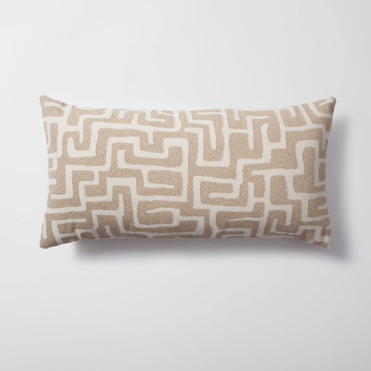 Norm - Maze Patterned 14x28 Inch Pillow - Cream (Cover Only)