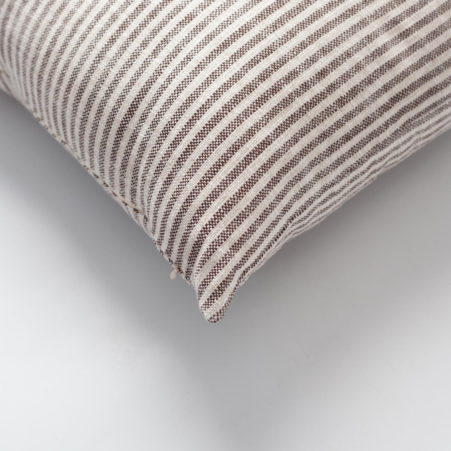 Zuma  - Linen Striped 100% Natural Throw Pillow 45x45 - Brown