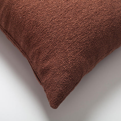 Julia - Plain Boucle Woven Lumbar Pillow 14x28 Inch - Brown (Cover Only)