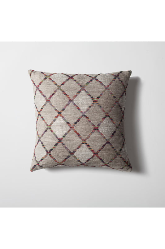 Grande - Linen Viscose Baklava Patterned Linen Pillow 18x18 Inch - Orange (Cover Only)