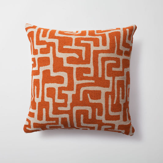 Norm - Maze Patterned 20x20 Inch Pillow - Orange (Cover Only)