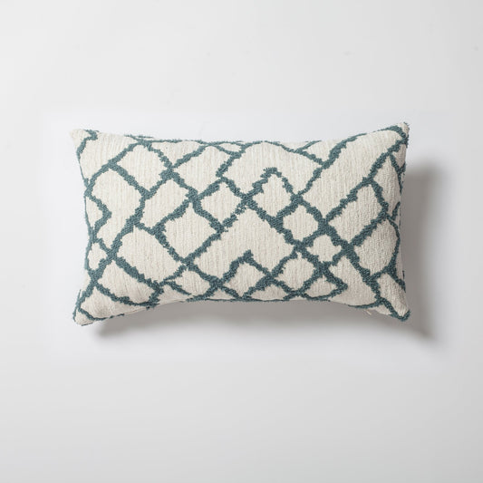 Maya - Ethnic Kilim Patterned Rectangular Pillow 12x20 Inch - Blue (Cover Only)