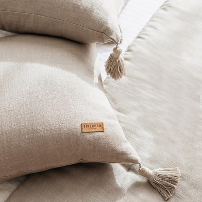 Loom - Viscose Linen 100% Natural Tasseled 20x20 Inch Pillow - Linen (Cover Only)