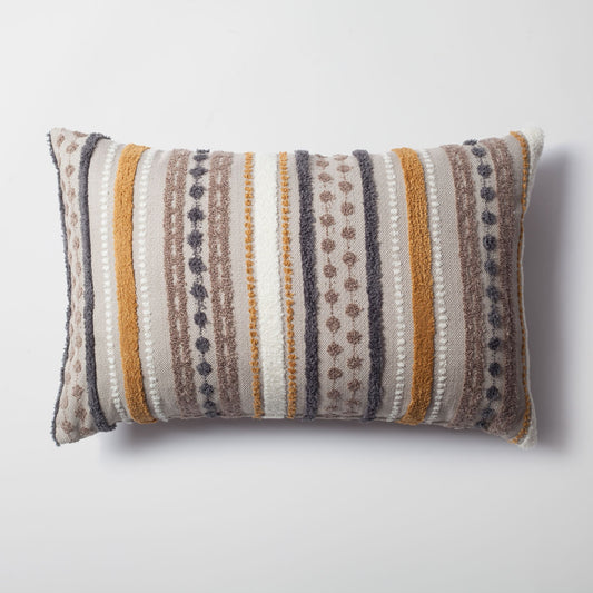 Nomad - Multicolored Striped Linen Decorative Pillow 16x24 Inch - Mustard (Cover Only)