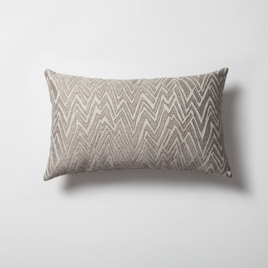 Viva - Grey Embroidered Effect Zigzag Patterned Pillow 18x18 Inch - Grey (Cover Only)