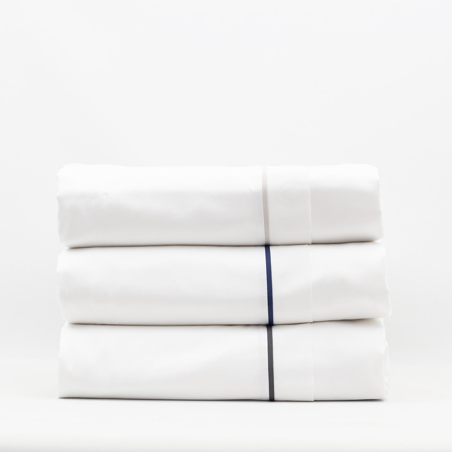 Lusso' 100% Cotton Double Anthracite Piped White Duvet Cover Set