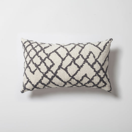 Maya - Ethnic Kilim Patterned Rectangular Pillow 12x20 Inch - Gray (Cover Only)