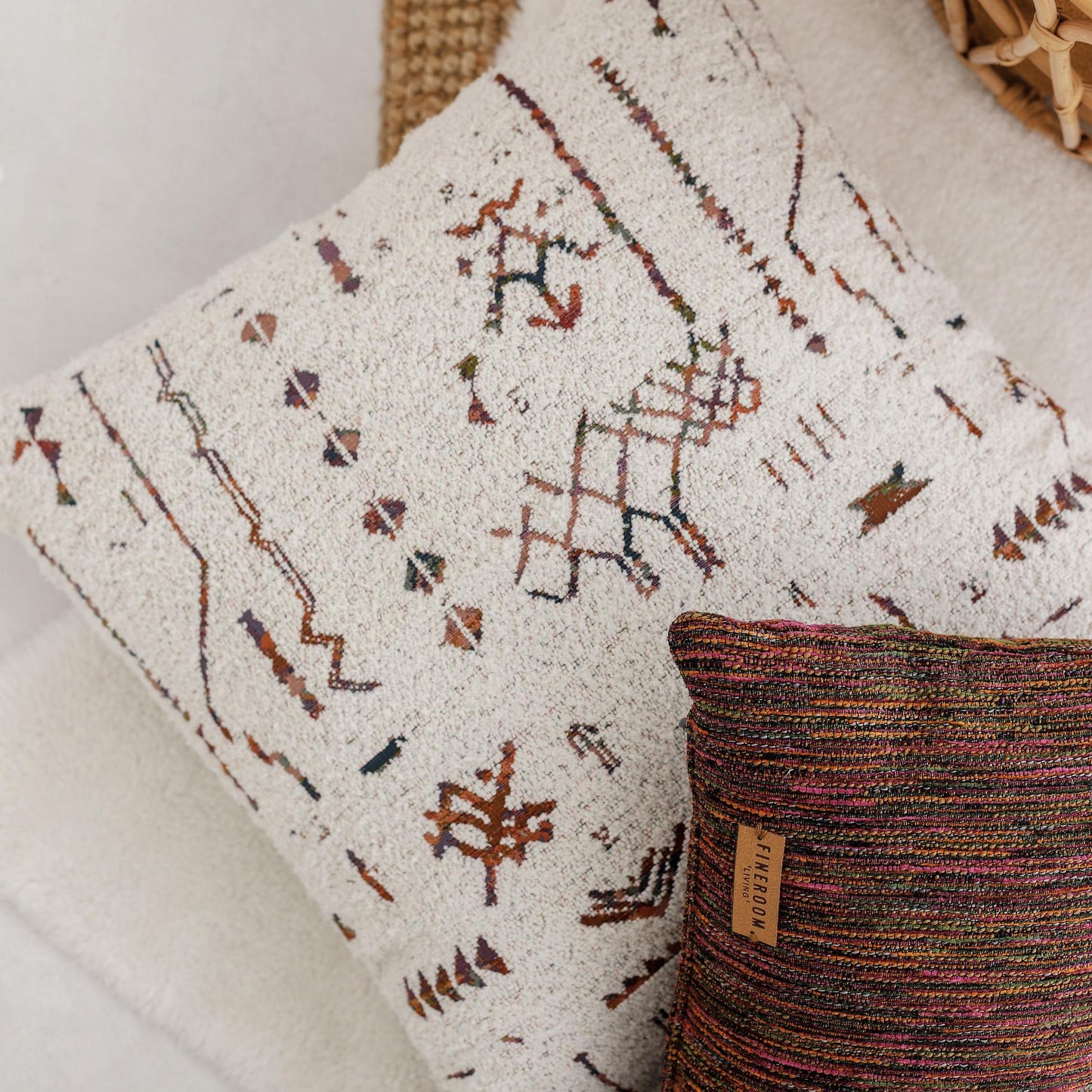 Gaia - White Tapestry Barber Linen Pillow 20x20 Inch (Cover Only)