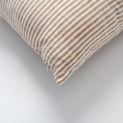 Zuma  - Linen Striped 100% Natural Throw Pillow 45x45 - Mustard