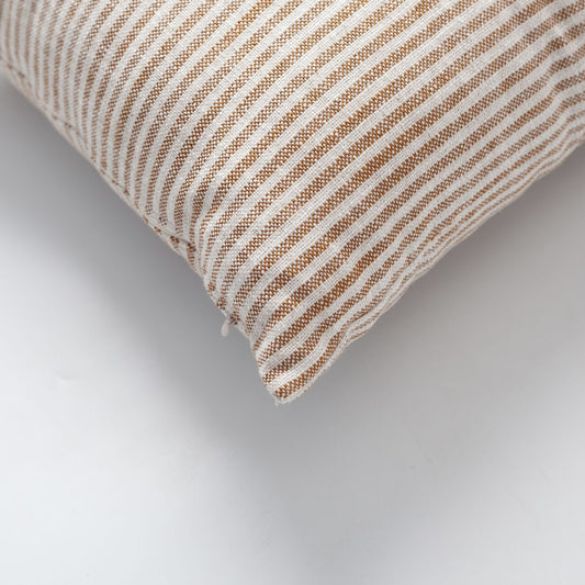 Zuma  - Linen Striped 100% Natural Throw Pillow 45x45 - Mustard