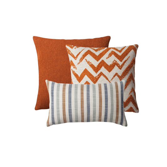 Symi - Decorative Pillow - 3-Piece Combo Set - Orange (Cover Only)