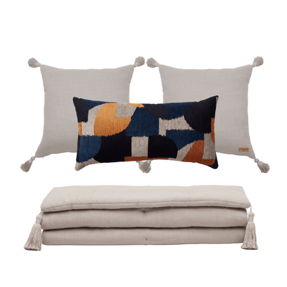 Otto&Loom Linen Tasseled Bed Runner + 3 Pillow Set Otto (Cover Only)