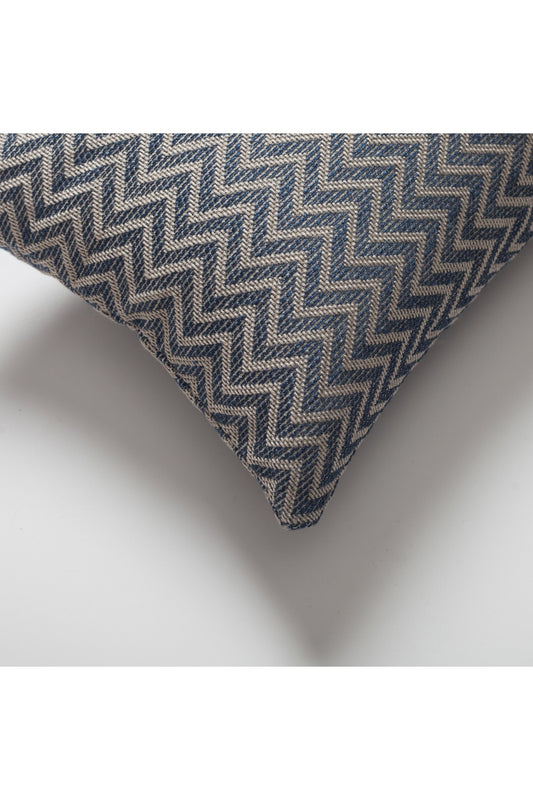 Orsa - Linen Zigzag Patterned Weave Pillow 12x20 Inch - Blue (Cover Only)
