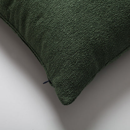 Julia - Plain Boucle Woven Lumbar Pillow 14x28 Inch - Green (Cover Only)