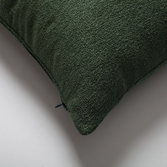 Julia - Plain Boucle Woven Lumbar Pillow 14x28 Inch - Green (Cover Only)