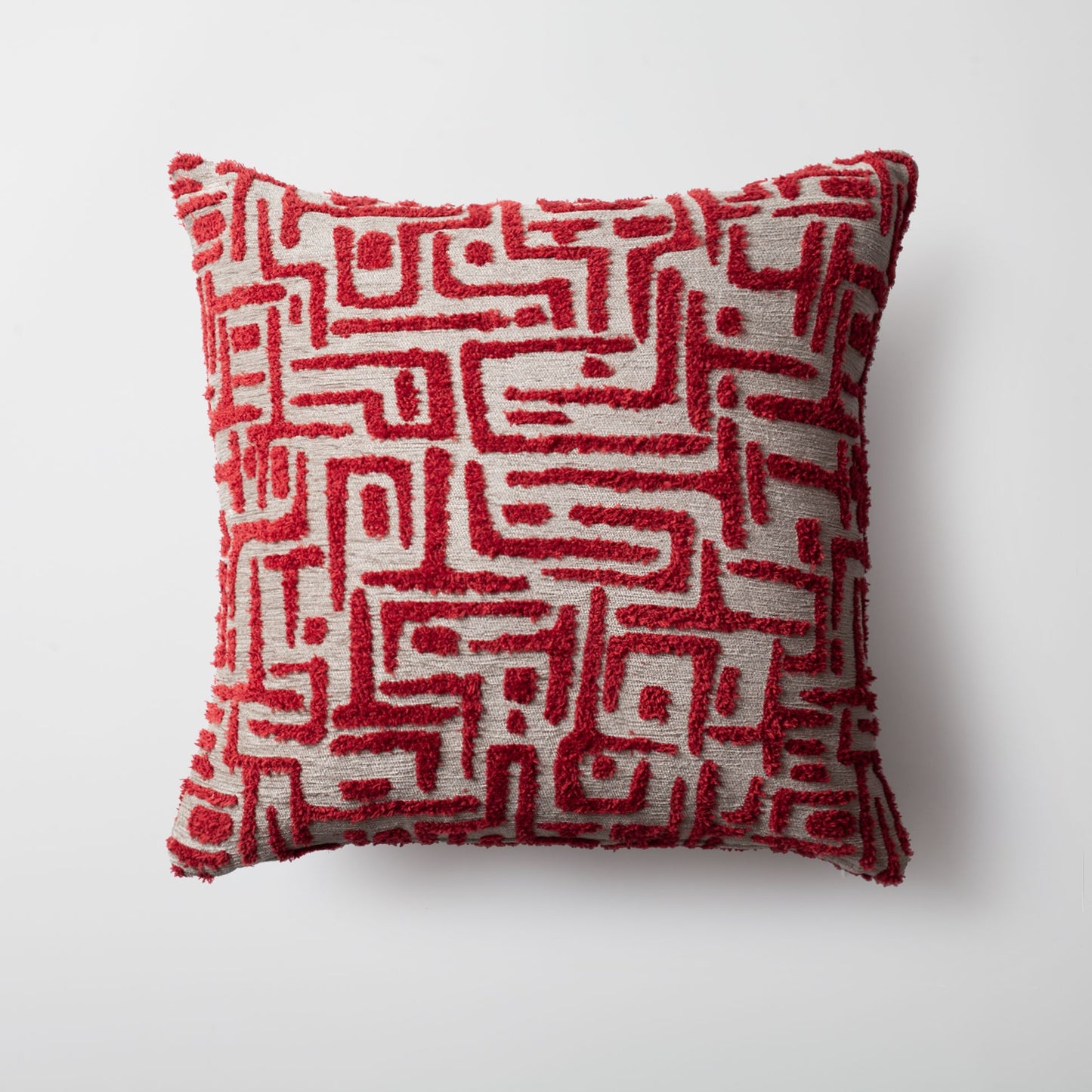 Gilda - Maze Patterned Linen Pillow Bordeaux 18x18 Inch - Bordeaux (Cover Only)