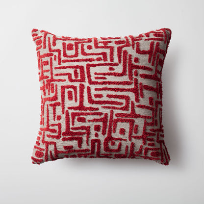 Gilda - Maze Patterned Linen Pillow Bordeaux 18x18 Inch - Bordeaux (Cover Only)
