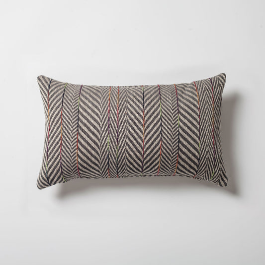 Sense - Linen Gradient Striped Herringbone Patterned Pillow 12x20 Inch - Anthracite (Cover Only)