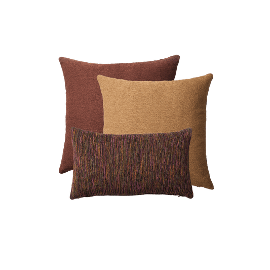 Julia & Bamboo - Decorative Pillow - 3-Piece Combo Set - Mustard & Brown (Cover Only)