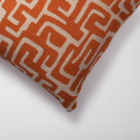 Norm - Maze Patterned 20x20 Inch Pillow - Orange (Cover Only)