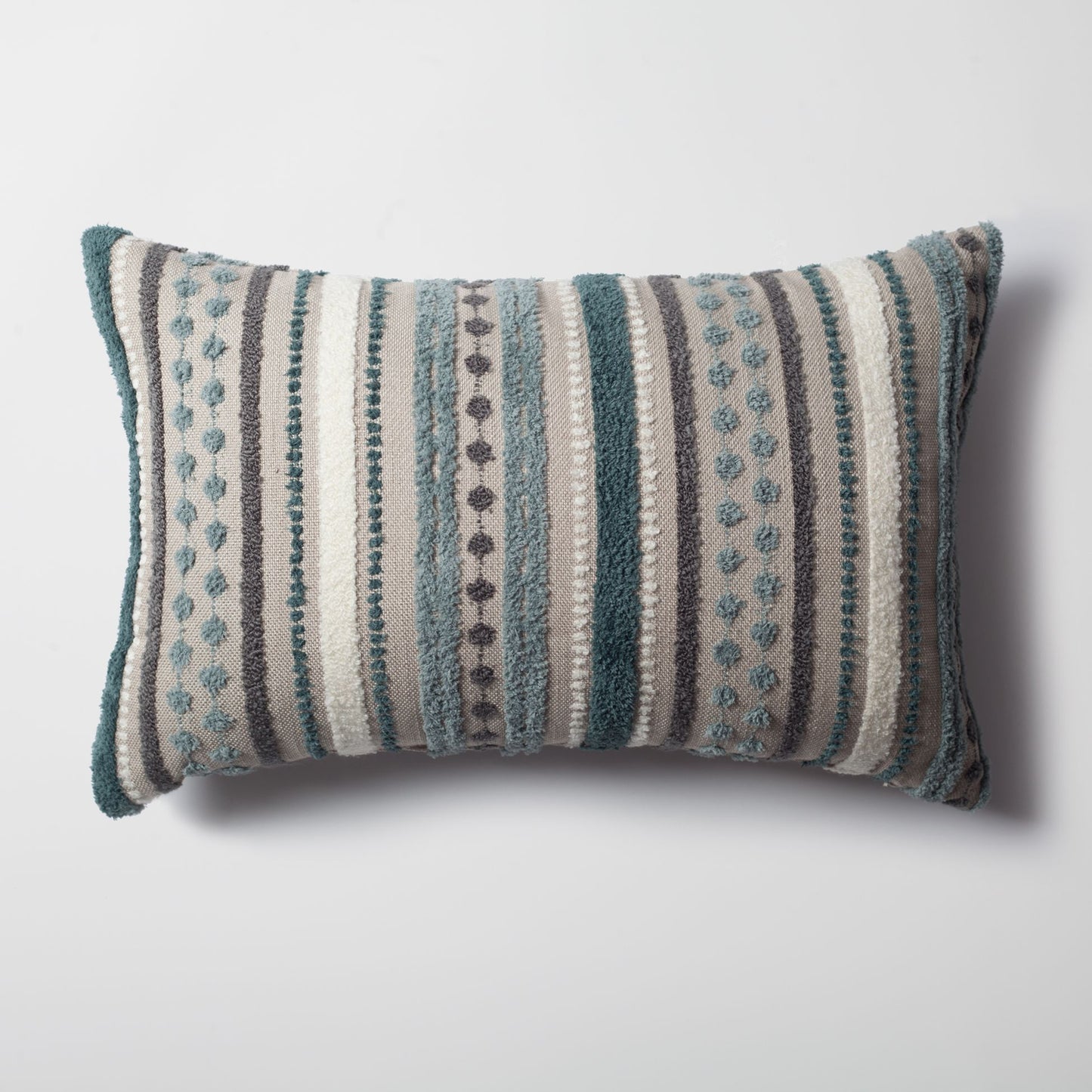 Nomad - Multicolored Striped Linen Decorative Pillow 16x24 Inch - Blue (Cover Only)