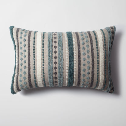 Nomad - Multicolored Striped Linen Decorative Pillow 16x24 Inch - Blue (Cover Only)