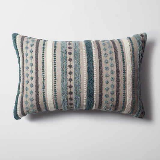 Nomad - Multicolored Striped Linen Decorative Pillow 16x24 Inch - Blue (Cover Only)