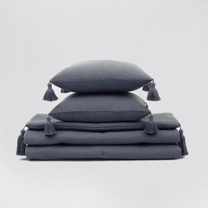 Lusso & Loom  Duvet Cover Set + Runner Set of 2 Padded - Dark Grey