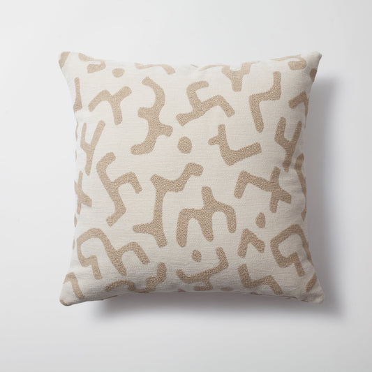 Nandos - Maze Patterned 20x20 Inch Pillow - Cream (Cover Only)