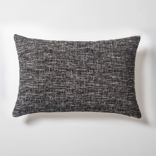 Flap - Textured Rectangular Linen Pillow 16x24 Inch - Black (Cover Only)