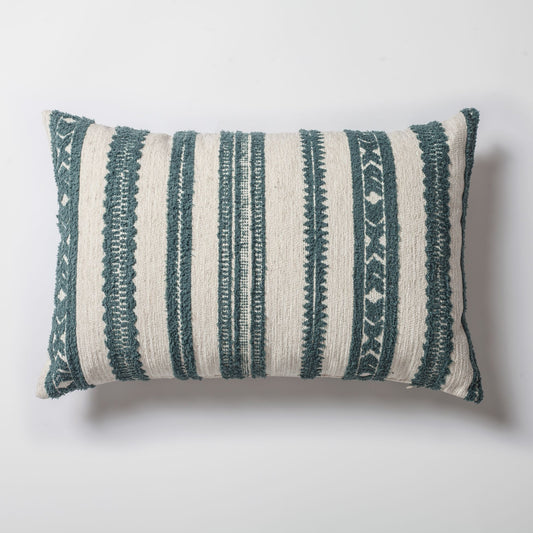 Mitos - Ethnic Striped Patterned 16x24 Inch Pillow - Blue (Cover Only)
