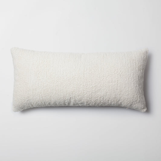 Cozy - Sheepskin Texture Fluffy Cushion 14x28 Inch - White (Cover Only)