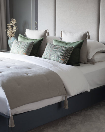 Loom Linen Tasseled Bed Runner + 6 Pillow Set Eliza Sense - Green (Cover Only)
