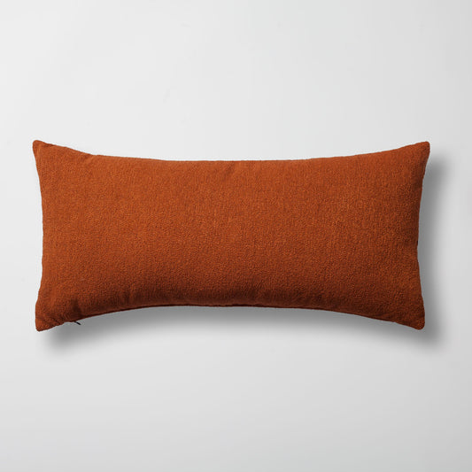 Julia - Plain Boucle Woven Lumbar Pillow 14x28 Inch - Orange (Cover Only)