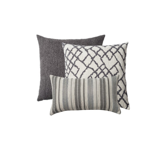 Cozy & Maya - Decorative Pillow - 3-piece Combo Set - Gray (Cover Only)