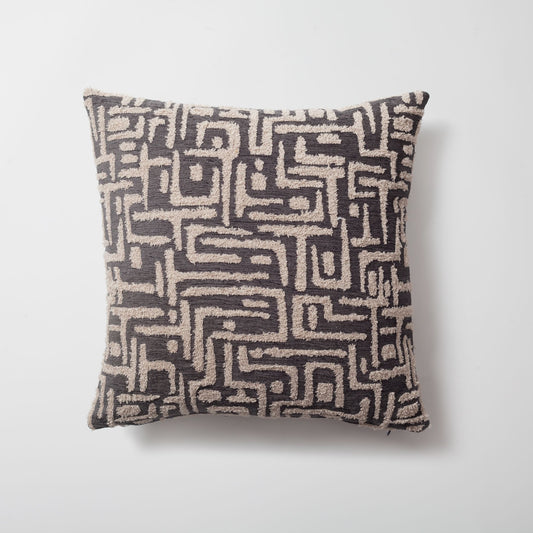 Gilda - Maze Patterned Linen Pillow 18x18 Inch - Anthracite (Cover Only)