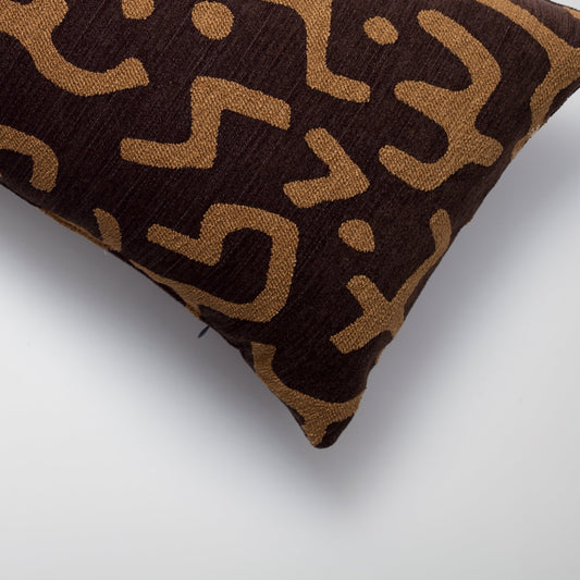 Nandos - Maze Patterned 14x28 Inch Pillow - Brown (Cover Only)