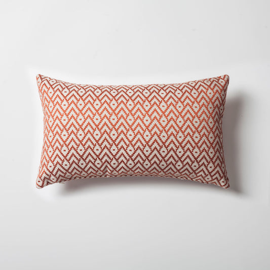 Gusto - Linen Modern Small Patterned Linen Pillow 12x20 Inch - Terracotta (Cover Only)