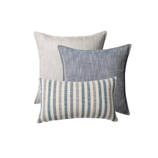 Porto & Capri - Decorative Pillow - 3-Piece Combo Set - Blue (Cover Only)