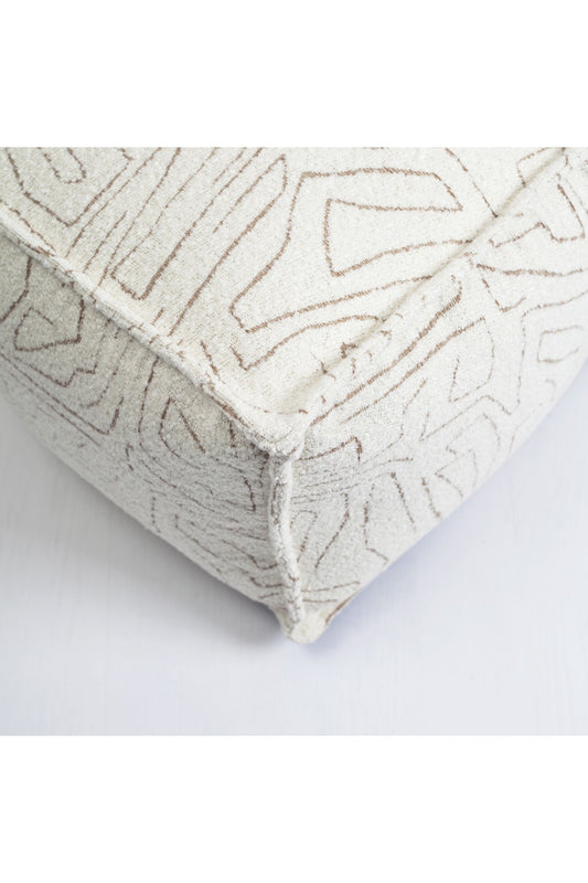 Amorf - Abstract Patterned Pouf - White & Beige (Cover Only)
