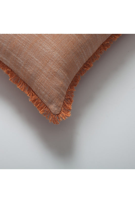 Soho - Linen Fringed Pillow 12x20 Inch - Orange (Cover Only)