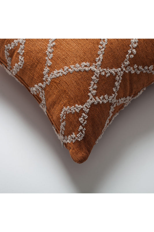 Savoy - Geometric Baklava Patterned Pillow 18x18 Inch - Orange (Cover Only)