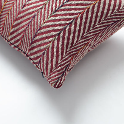 Sense  - Linen Gradient Striped Herringbone Throw Pillow 30x50 - Burgundy