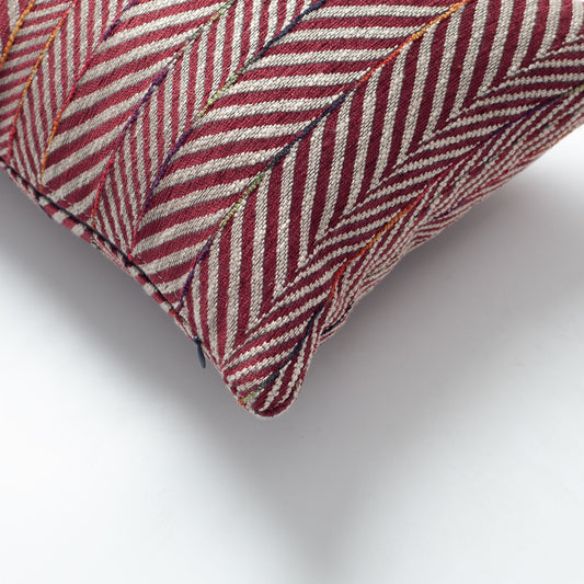 Sense  - Linen Gradient Striped Herringbone Throw Pillow 30x50 - Burgundy