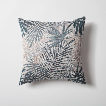Rio - Flower Leaf Patterned Weave Pillow 18x18 Inch - Blue (Cover Only)
