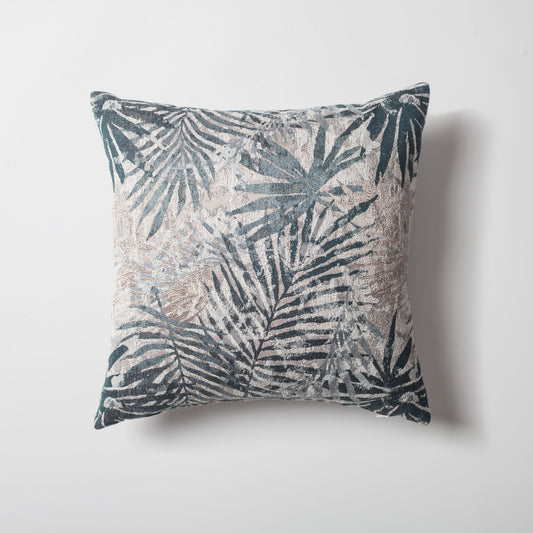 Rio - Flower Leaf Patterned Weave Pillow 18x18 Inch - Blue (Cover Only)